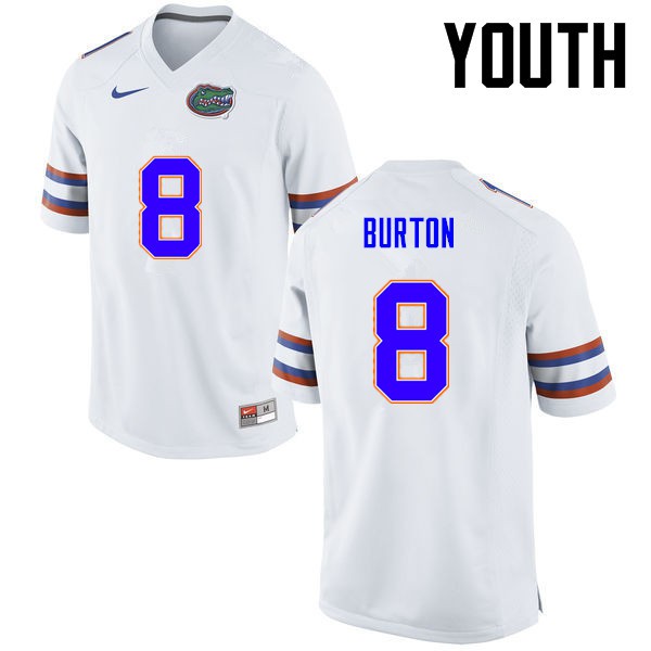 Florida Gators Youth #8 Trey Burton College Football Jersey White